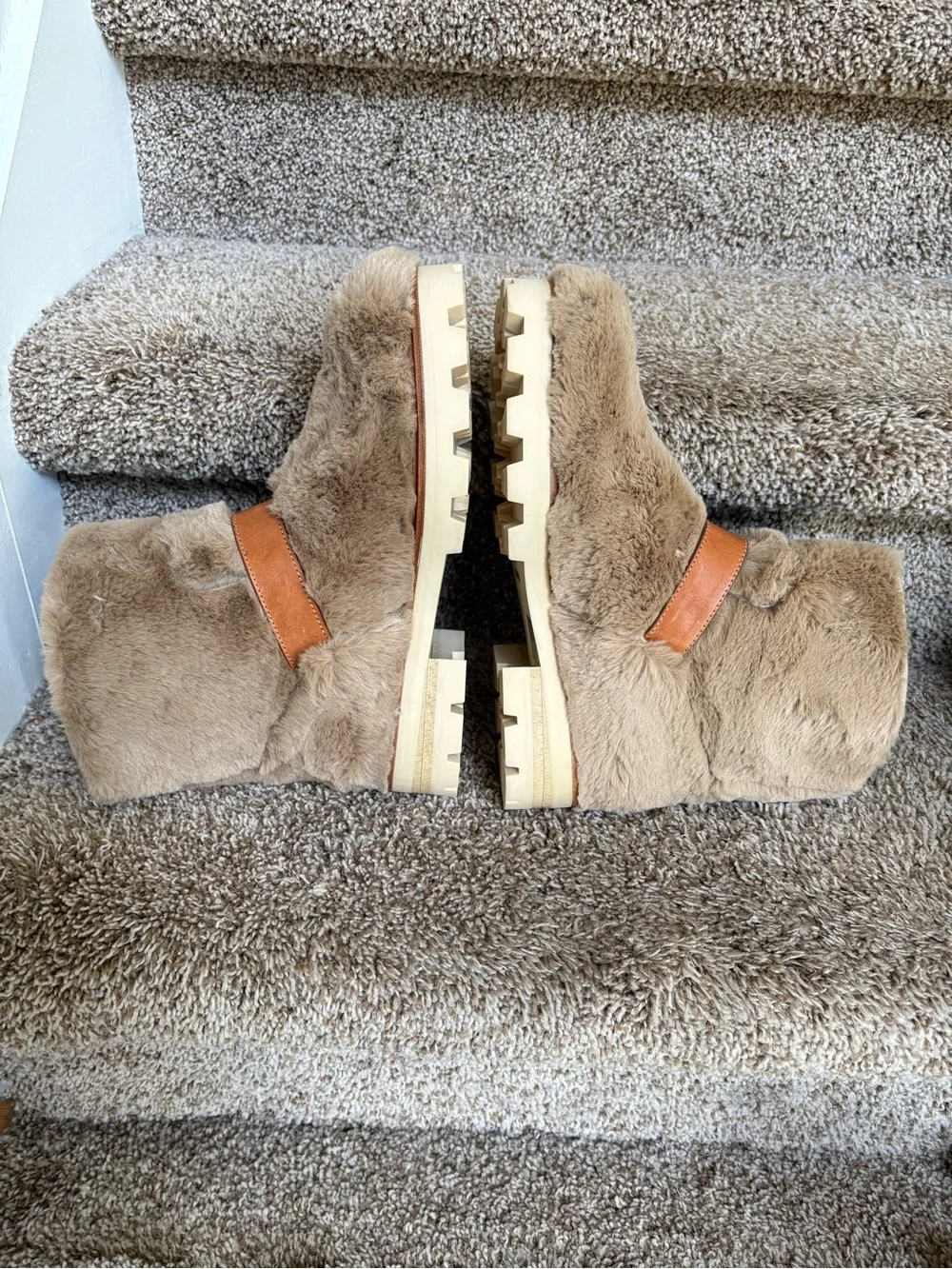 Jimmy Choo London Teddy Women’s Faux Fur Tan Buckle Ankle Boots
